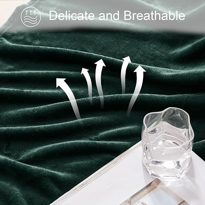 Exclusivo Mezcla Fleece Forest Green Throw Blanket - Image 6