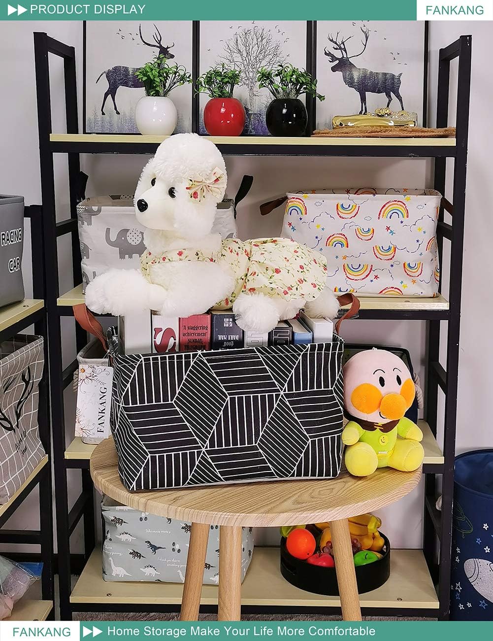 Rectangular Black Cube Storage Bin Nursery Hamper