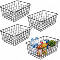 LeleCAT Wire Baskets with Handles, Wire Storage Organizer Baskets, Household Refrigerator for Cabinets, Pantry, Closets, Bedrooms - Set of 4（Black)