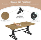 Tribesigns 63-Inch Rectangular Dining Table for 4 to 6, Modern Kitchen Table with Stylish Metal Trestle Legs, Large Dinner Table for Dining Room, Chair Not Included (Brown+Black)