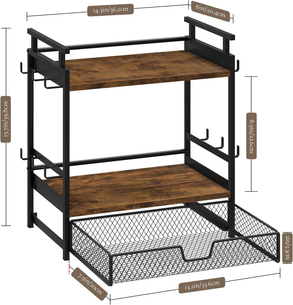 Coffee Bar Organizer for Countertop, Coffee Station Organizer