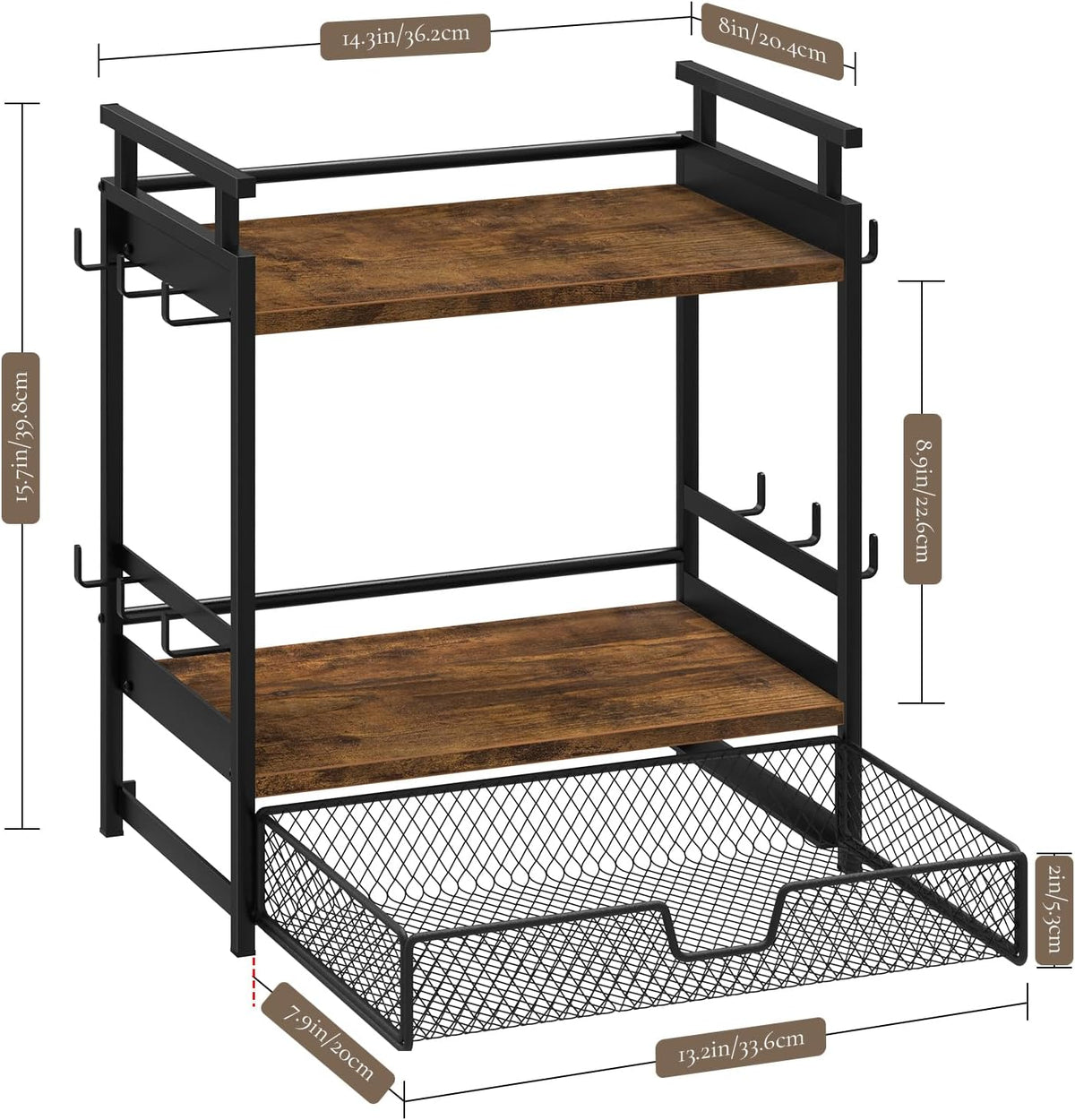 Coffee Bar Organizer for Countertop, Coffee Station Organizer