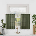 LAMIT Christmas Short Linen Curtains 36 Inch Length 2 Panels, Olive Green Light by LAMIT
