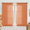LAMIT Burnt Orange Linen Curtains 54 Inch Length 2 Panels, Light Filtering by LAMIT