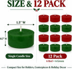 Festive Cedar & Apple Scented Tealight Candles, 12 Pack Red Green Colored Holiday Tea Lights with Clear Cups | Long-Lasting for Seasonal Home Decor,T01-12S-RDCDAL