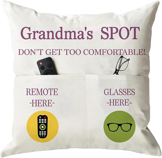 ONFAON Grandma Gifts, Grandma's Spot Throw Pillow Covers 18x18 Inch, Birthday by ONFAON