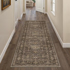 2x6 Washable Runner Rug for Hallway Kitchen Vintage Brown Non Slip Low Pile - Image 5