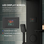 5 in 1 Matte Black Rainfall Shower Panel Tower System With Storage Shelf