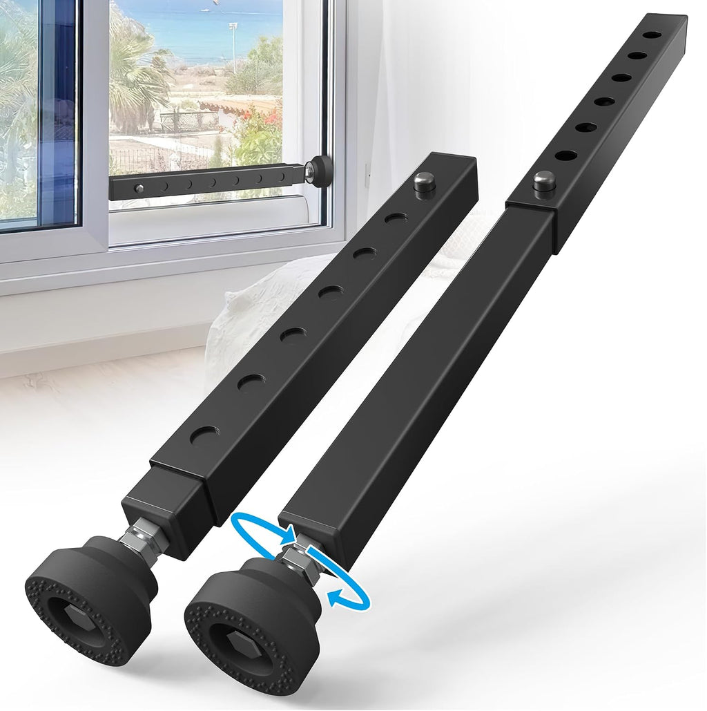 WooFog（Short）Window Security Bar Adjustable, Window Bars Security Inside, Window Lock Bar for Horizontal Sliding Windows, Window Locks for Up and Down Windows, Extends Form 11" to 18" (White-4 Pcs)
