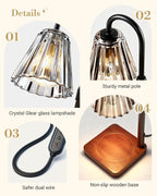 Marycele Vintage Candle Warmer Lamp with Timer Dimmer, Adjustable Height