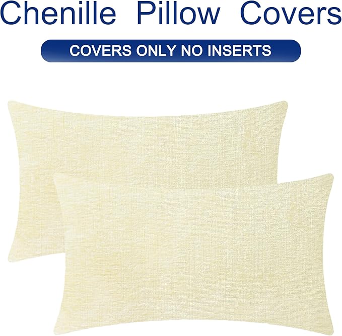 CaliTime Throw Pillow Covers Decorative 12 X 20 Inches Pack of 2 Cozy Chenille - Image 6
