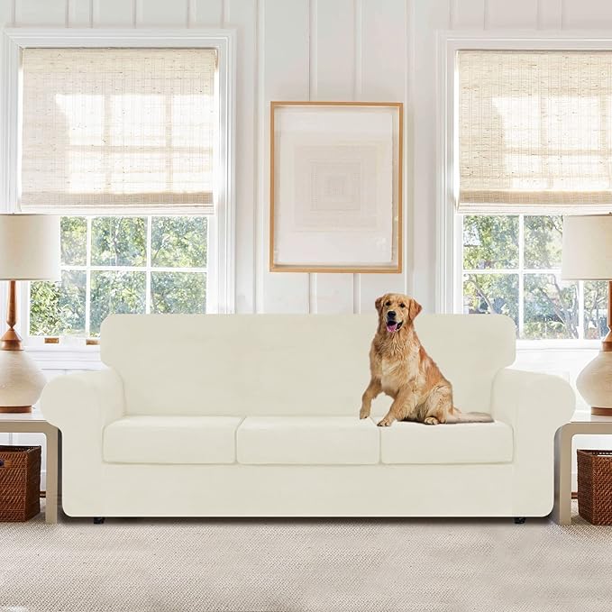 WEERRW 4 Pieces Velvet High Stretch Couch Covers - Image 2