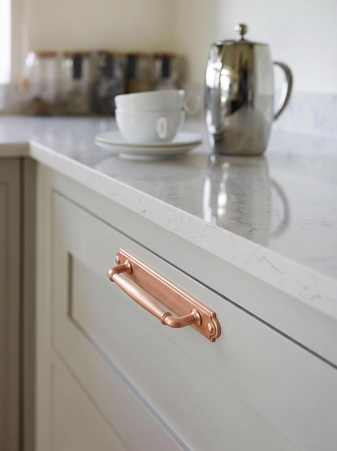 5.04" c-c Brushed Copper Cabinet Pulls Zinc Alloy Drawer Pulls with plate