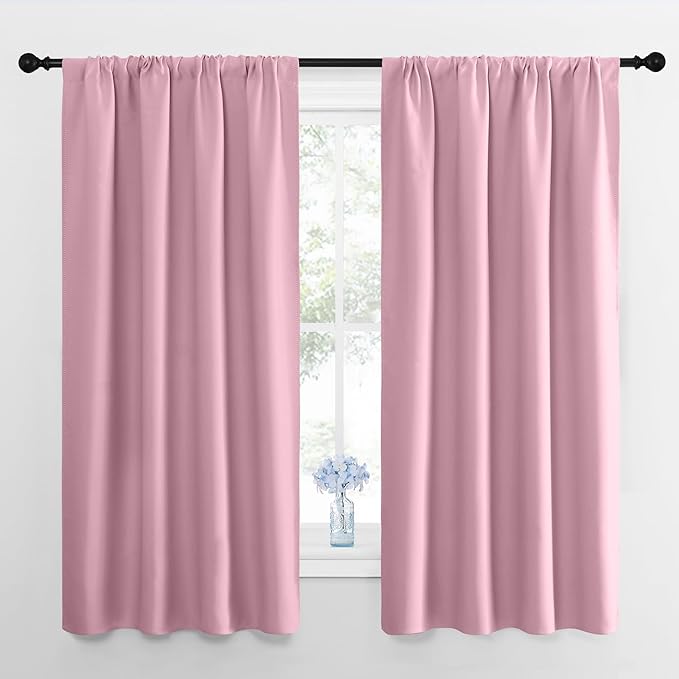 NICETOWN Blackout Curtains for Bedroom, Rouge Pink, 1 Pair, 42 by 45-inch by NICETOWN