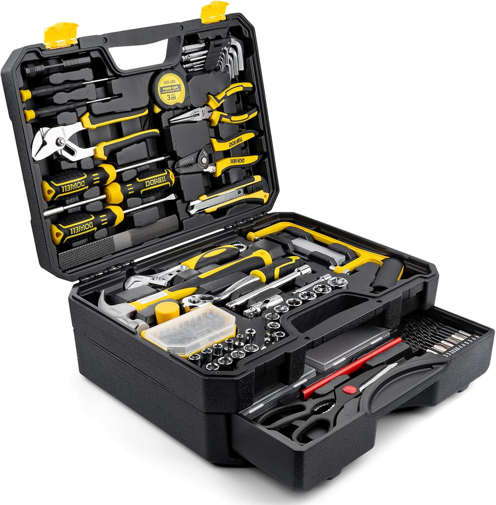 DOWELL 299-Piece Professional Hand Tool Set, Ultimate Drawer Toolbox with Sockets, Pliers, Hex Keys, Screwdrivers for Home, Auto Repair, Workshop & Emergency DIY