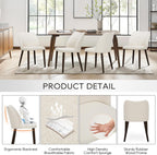 COLAMY Upholstered Dining Chairs Set of 4, Modern Kitchen & Dining Room Chairs with Curved Back, Fabric Padded Seat and Solid Wood Legs, Side Chairs for Restaurant, Cafe & Home, Beige