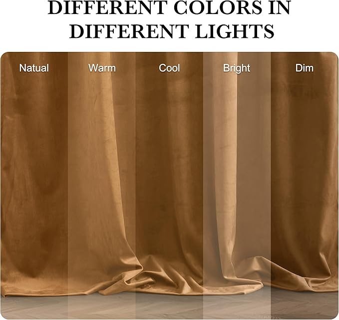 RYB HOME Luxurious Bronze Velvet Curtain Panels - Image 7