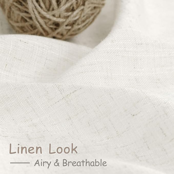 Nanspring Beige White Curtains Linen - Image 4