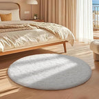 Ophanie White Round Rug 4Ft Circle Area Rug, Aesthetic Room Decor, Fluffy Fuzzy - Image 5
