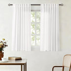 White Linen Curtains 54 inch Long 2 Panel Set by Jolilight