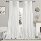 Off White Curtains 100 Inches Long 2 Panels Back Tab Sheer Linen Curtain Modern by Nanspring