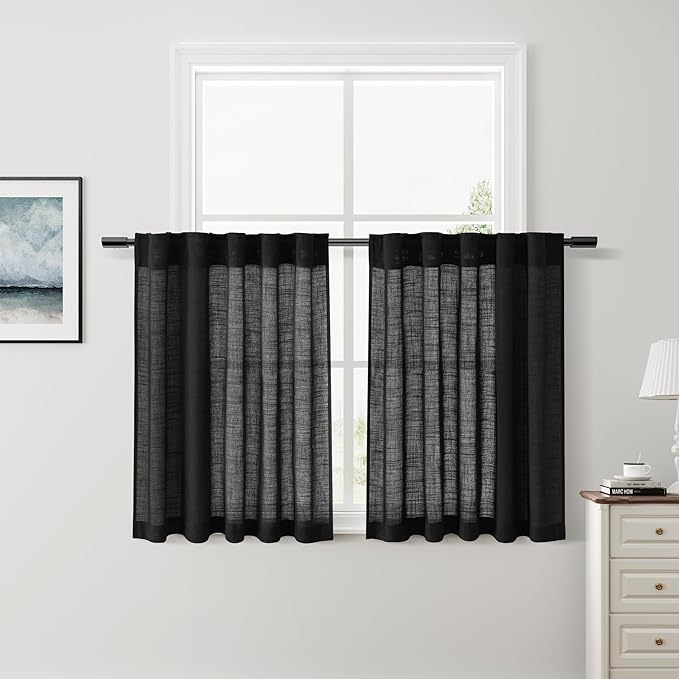 Nanspring Short Linen Curtains 36 Inch Length by Nanspring