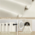 MIULEE Beige White 100% Blackout Curtains for Bedroom 40x63 Inch Long