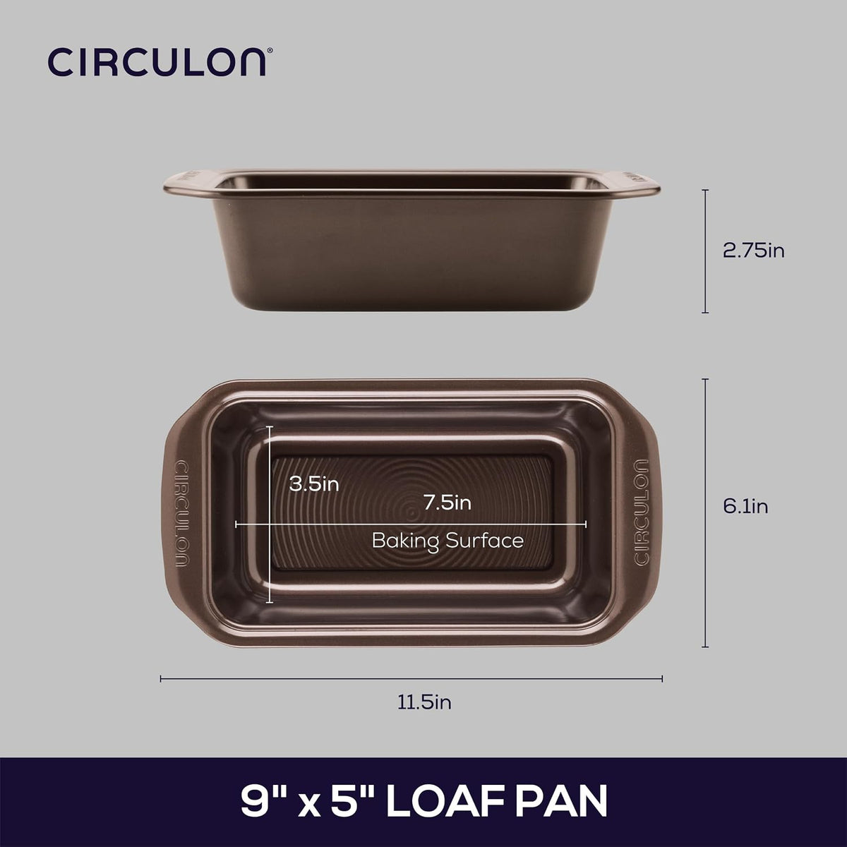 Circulon - 46013 Circulon Bakeware Meatloaf/Nonstick Baking Loaf Pan, 9 Inch x 5 Inch, Chocolate Brown