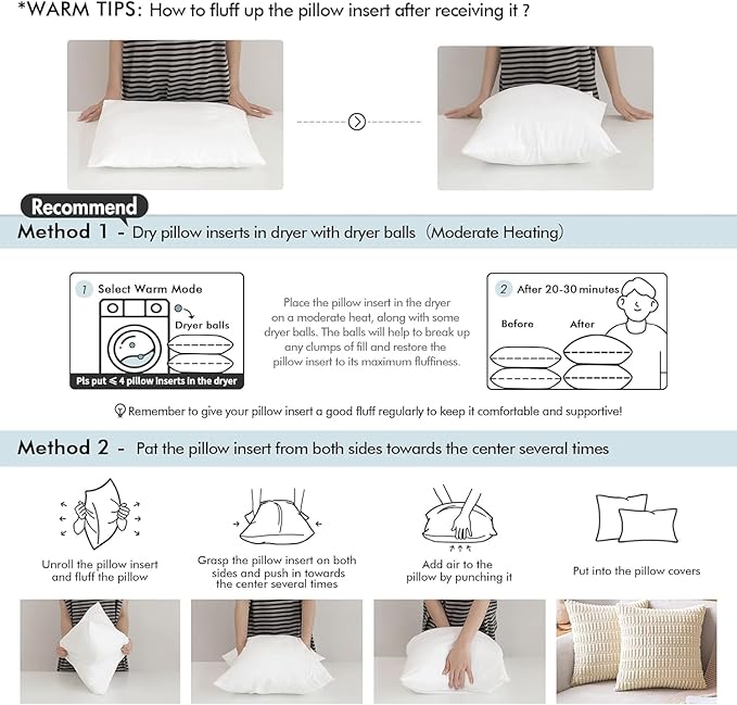 MIULEE Throw Pillow Insert Premium Pillow Stuffer Sham Square Form - Image 7