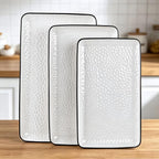Roeveca 15" Large Serving Platter - Oval Large Serving Tray, Ceramic Serving Dish, White Platters for Serving Food, Appetizers, Entertaining, Party, Set of 2