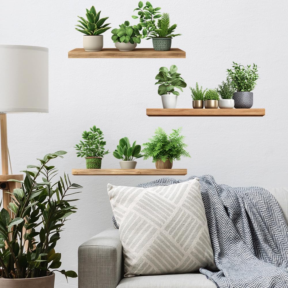 Green Plant Wall Decals 3D Bonsai Tropical Betterfly Wall Sticker Creative Vinyl Peel and Stick Removable Wall Art Decor for Living Room Bedroom Home Office (Green Plant 3)
