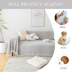 HANDONTIME Grey Sofa Cover for Couch Boho Couch Cover for 3 Seat Dog Couch - Image 4