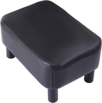 IBUYKE Small Footstool Ottoman, PU Faux Leather Footrest, Black RF-BD210
