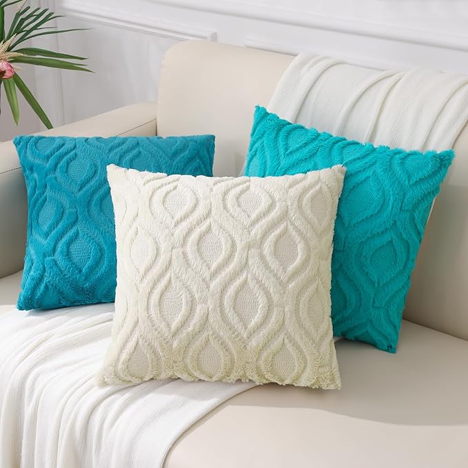 decorUhome Summer Throw Pillow Covers 20x20 Inch Set of 2, Soft Plush Faux Wool - Image 7