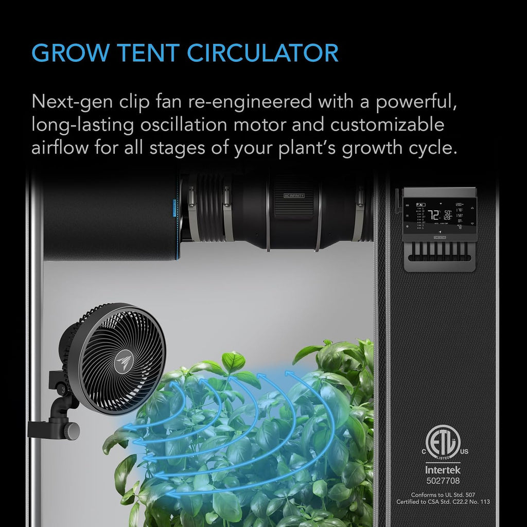 AC Infinity CLOUDRAY S6 Grow Tent Oscillating Clip Fan 6”