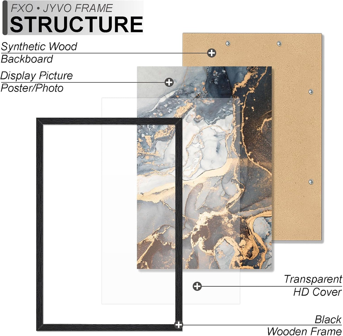 Fxojyvo 30x40 Picture Frame Black Engineered Wood Wall Hanging