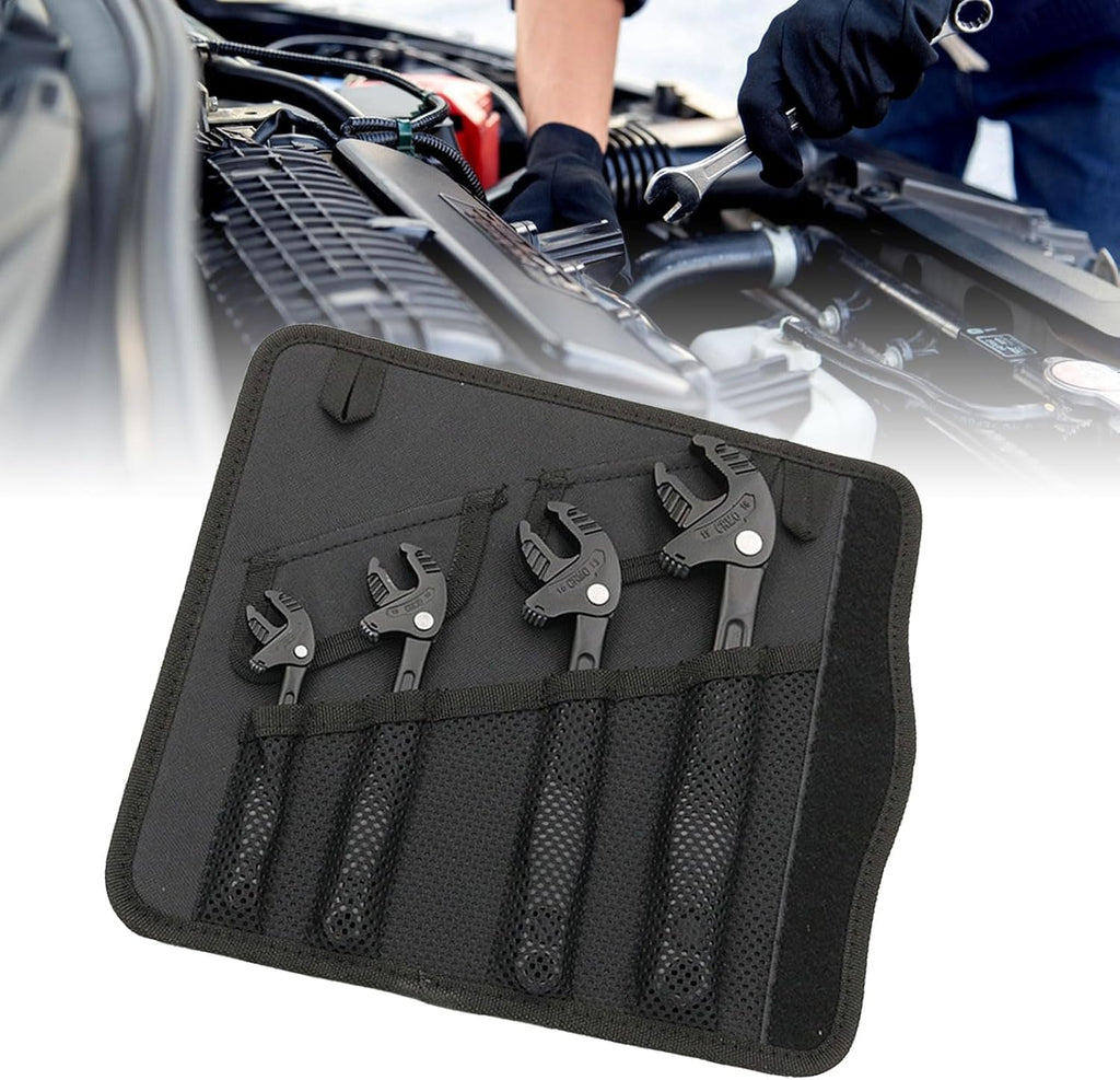 Adjustable Wrenches, 4PCS Self Locking Spanner Set, Ratcheting Jaw Wrench Set with Non Slip Handle, Ideal for Pipe Repair, Auto Maintenance & Home Use