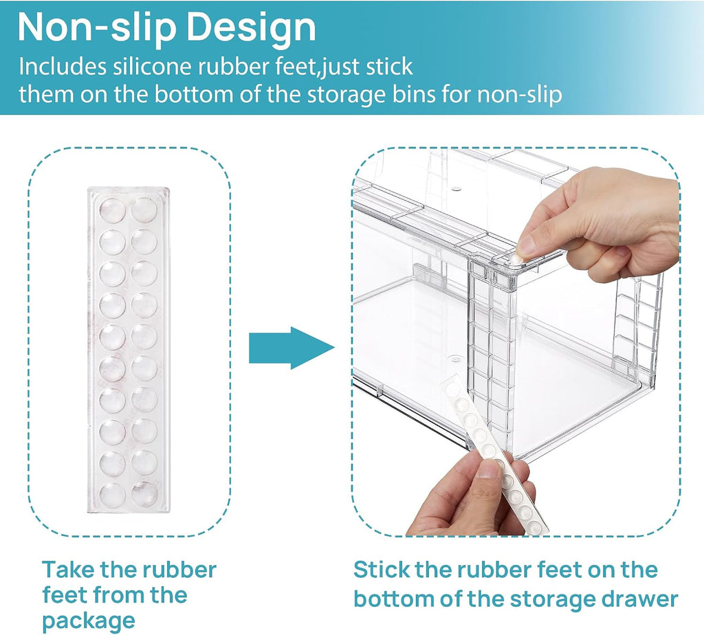 Vtopmart 4 Pack Stackable Clear Pantry Storage Drawers, Large