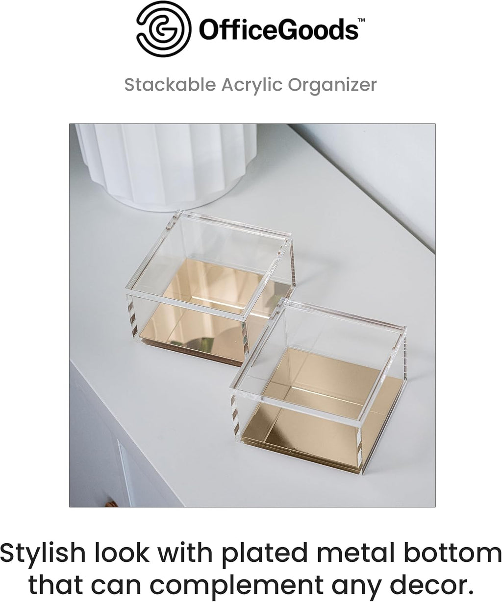 3-Tier Stackable Acrylic Holder, Clear with Gold Metal Base