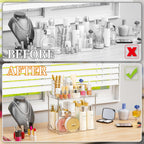 Yieach 2 Tier Bathroom Counter Organizer,Tiered Bathroom Organizer for Makeup,Perfume,Beauty Products,Skincare Organizers Shelf,Vanity Storage Tray for Bedroom,Spice Racks for Kitchen Corner,Rectangle