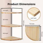 3 Tier Corner Bathroom Counter Organizer – Solid Wood + Metal Stand, Bathroom Countertop Organizer for Skincare, Makeup & Vanity, Space-Saving Rustic Storage for Sink, Kitchen & Bathroom