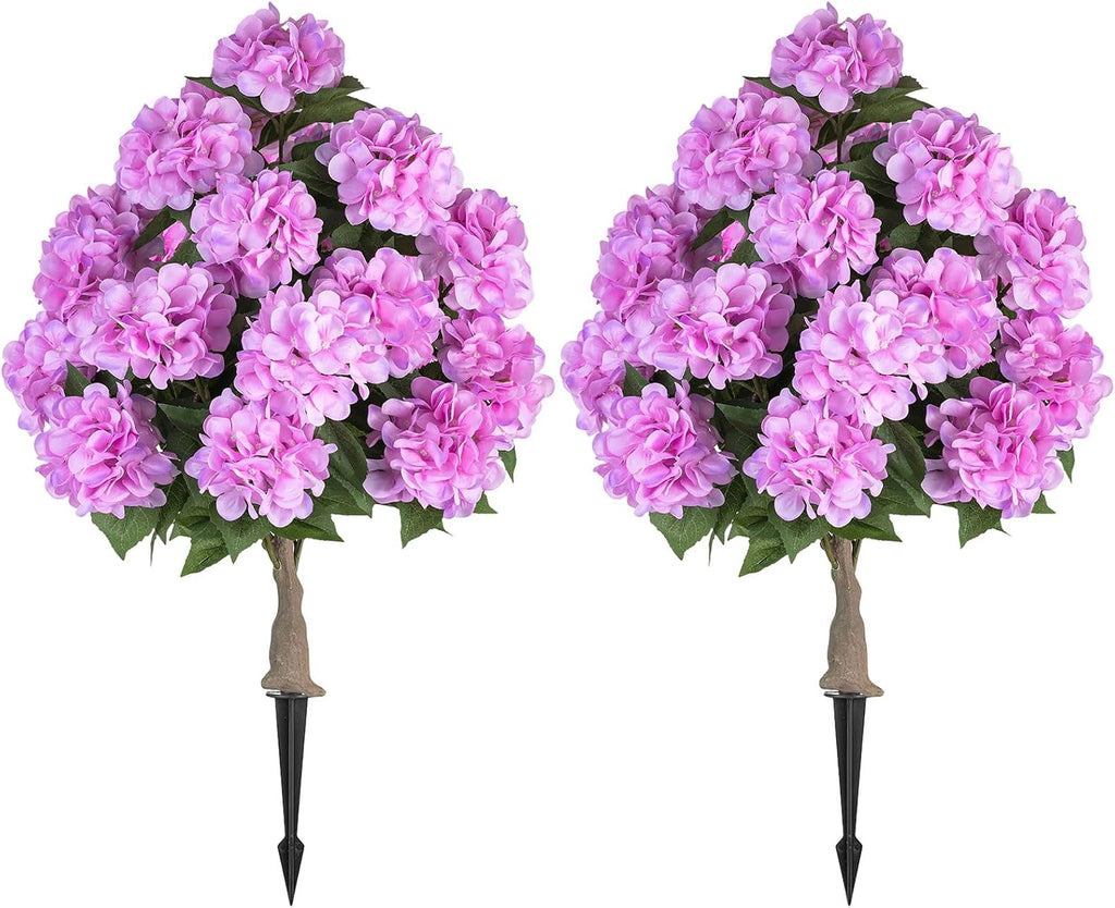BLOSMON Hydrangea Topiary Trees Artificial for Outdoor, Pink, 2 Packs