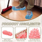 uxcell 4Pcs Mop Slippers Mop Socks Microfiber Shoe Covers Washable Pink