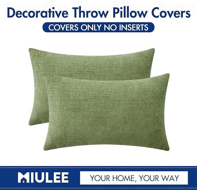 MIULEE Pack of 2 Couch Throw Pillow Covers 12x20 Inch Spring Soft Sage Green - Image 6