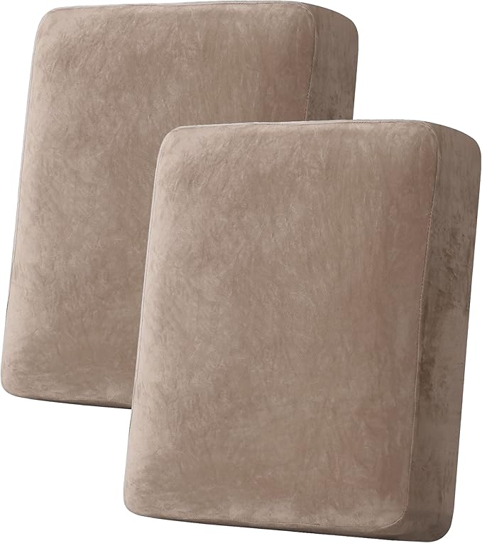 H.VERSAILTEX Velvet Stretch Couch Cushion Cover Plush Cushion Slipcover by HVERSAILTEX