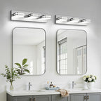 Torondo 360° Rotate LED Bathroom Vanity Light Fixtures, Acrylic Vanity Lights for Bathroom, Modern Wall Lighting Fixtures Over Mirror Living, Chrome, Natural White, 3-Light, 17-Inch