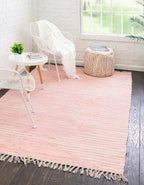 Unique Loom Chindi Cotton Collection Area Rug - Briah (2' x 3' 1" Rectangle, Rose/ Ivory)