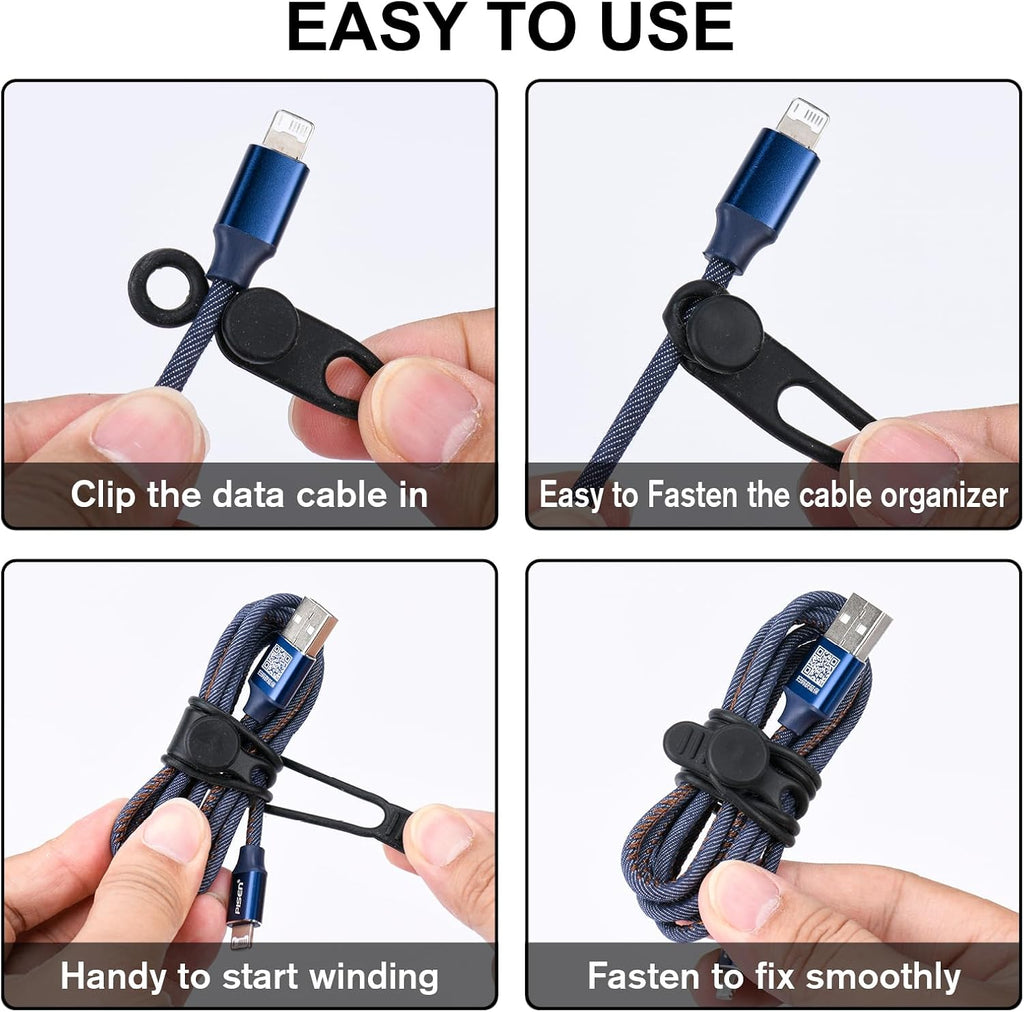 32Pcs Silicone Cable Ties, Data Cable Organizer Silicone Cable Straps Cord Ties Wrap Reusable Wire Organizers Elastic Cables Cord Management Organizers for Electronics, Home, Office, School, Travel
