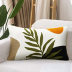 Merrycolor Boho Lumbar Throw Pillow Covers 12x20 Tufted Abstract Mid Century Modern Pillowcases Bohemian Aesthetic Decorative Pillows for Couch Bed Sofa Living Room (1PC,Green and Black)