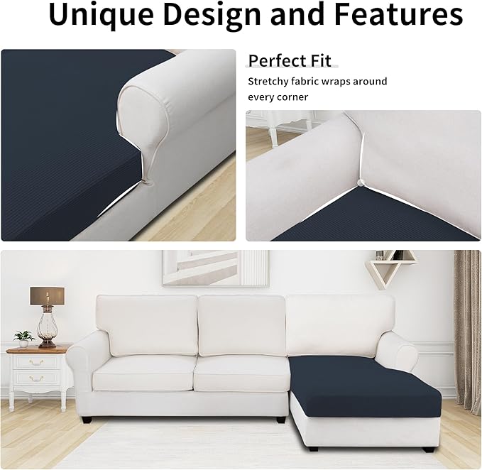 Easy-Going Stretch Sectional Couch Covers 1 Piece Chaise Lounge Slipcover L - Image 3